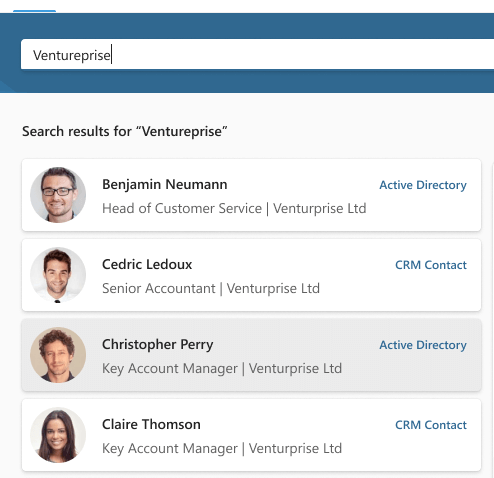 Contacts by XPhone — recherche par société dans Microsoft Teams